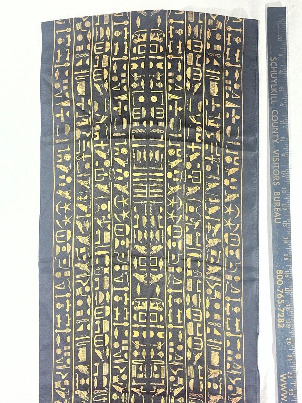 The British Museum London Italian Silk Egyptian Hieroglyphics Scarf Black NICE!